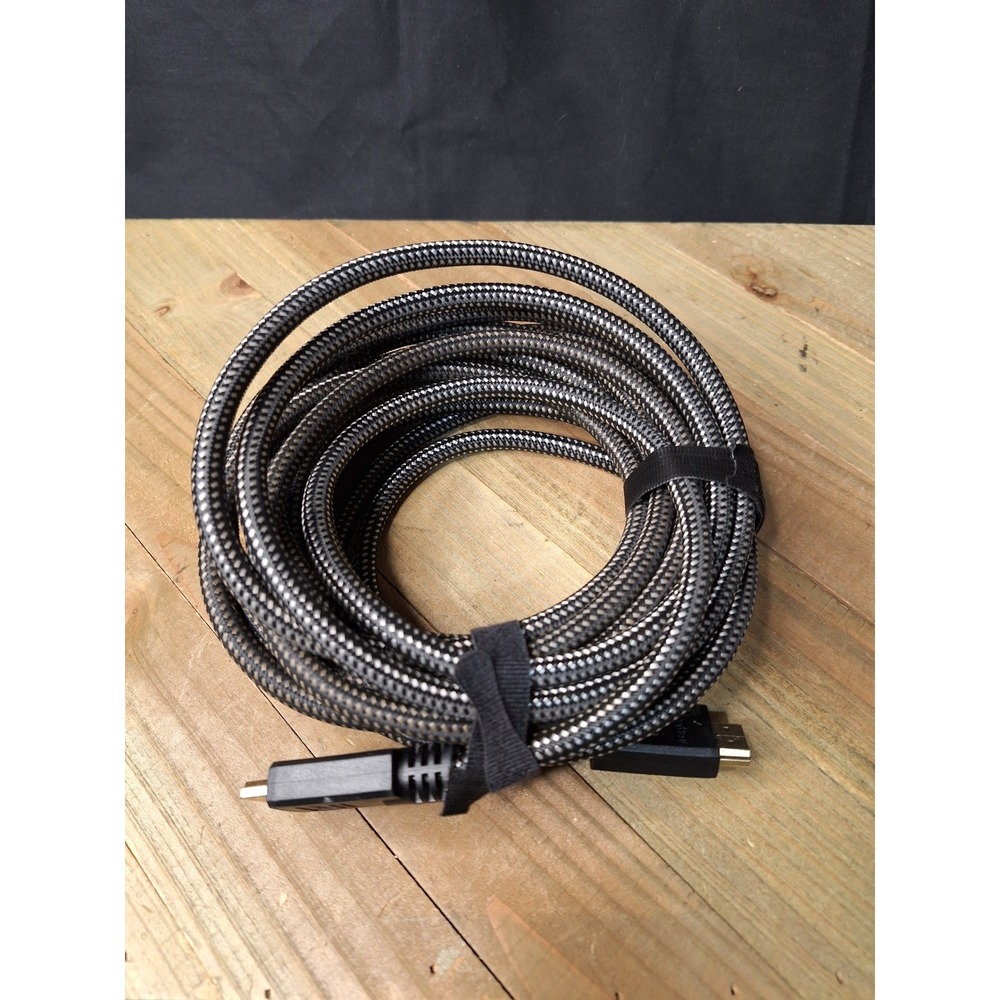 20 Ft Braided HDMI Cable Gold Plated High Speed Black Silver Pattern Cord - Picture 2 of 6